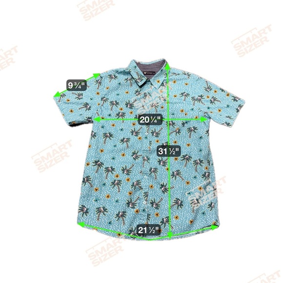 RF Brand Shirt Mens Large Green Skull Palm Trees Hawaiian Button Up Short Sleeve - Picture 3 of 9